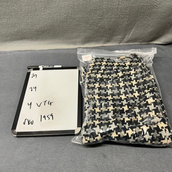 Perry Ellis Skirt Womens 4 (29x24 ACTUAL) Blue Houndstooth Tweed Wool Blend - Picture 12 of 12